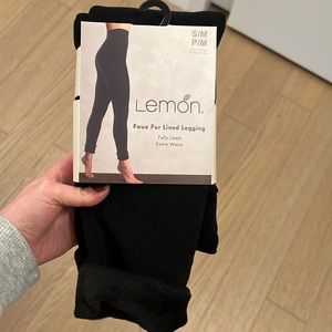 Lemon Faux Fur Lined Leggings